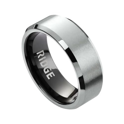 Ridge Beveled Ring Set 8mm - Platinum - 9.5