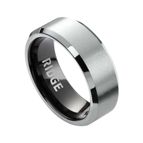 Ridge Beveled Ring Set 8mm - Platinum - 9.5