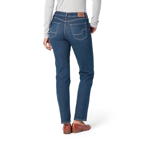 Levi Strauss Signature Gold Women's Curvy Totally Shaping Straight Jeans Mid-Rise Stretch Denim (Available in Plus Size), Jackson Square, 14 Short