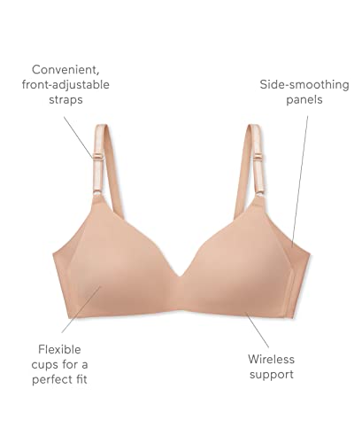 Pink Wear Everywhere Lightly Lined Bra - Warner's Women's No Side Effects Underarm-Smoothing Comfort Wireless Lightly Lined T-Shirt Bra 1056
