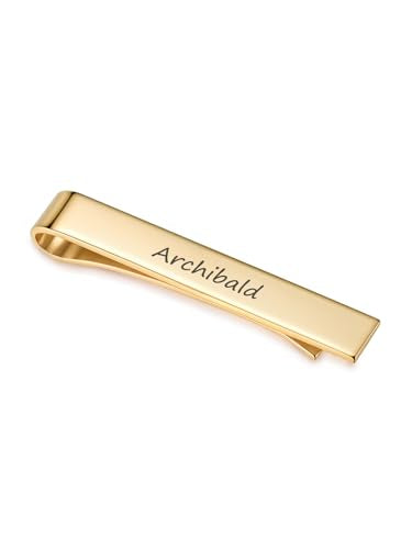 Zysta Free Engraving - Personalized Custom Mens High Polished Stainless Steel Tie Bar Pinch Clip for Regular Ties 2.12 Inch, Silver, Black, Gold + Gift Box