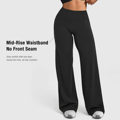 JGS1996 Wide Leg Yoga Pants Bottoms Straight Leg Leggings for Women High Waist Stretch Booty Casual Gym Workout Sweatpants Black