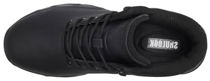 SHULOOK Non Slip Work Boots for Men Slip Resistant Shoes Waterproof Food Service Chef Kitchen Restaurant Working Boots Casual Leather Ankle Boot Outdoor Walking Booties Black Size 8.5