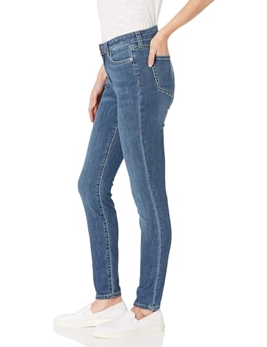 Amazon Essentials Women's Mid-Rise Stretchy Skinny Jeans, Medium Wash, 14