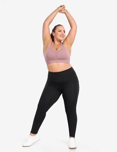 Heathyoga X-6XL Plus Size Leggings for Women with Pockets Tummy Control Plus Size Yoga Pants High Waist Workout Clothes Black