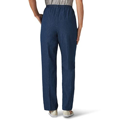 Chic Classic Collection Women's Cotton Pull-On Pant with Elastic Waist, Original Stonewash Denim, 16 Petite