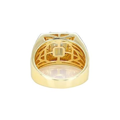 CTIEIP 10K 14K 18K Gold Men's 3 Carat Emerald Cut Citrine Engagement Ring with Diamonds Emerald Cut Citrine Wedding Anniversary Ring for Men Size 4-16