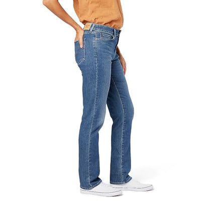 Levi Strauss Signature Gold Women's Modern Straight Jeans Mid-Rise Stretch Denim (Available in Plus Size), Mystic Waters, 12 Short