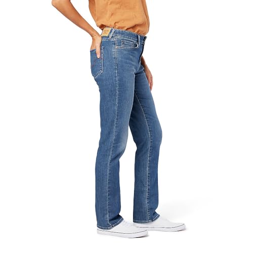 Levi Strauss Signature Gold Women's Modern Straight Jeans Mid-Rise Stretch Denim (Available in Plus Size), Mystic Waters, 12 Short