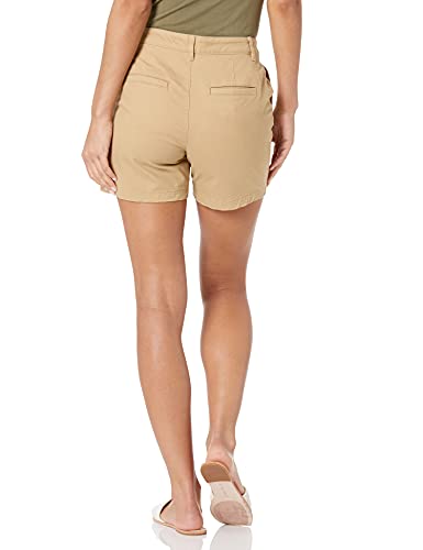 Amazon Essentials Women's Mid-Rise Slim-Fit 5 Inch Inseam Khaki Shorts (Available in Straight and Curvy Fits), Khaki Brown, 8