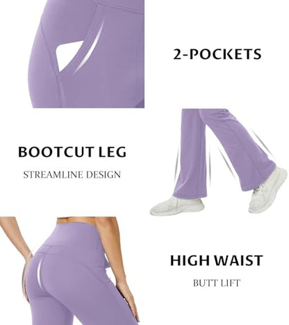 TOPYOGAS Womens Flare Yoga Pants High Waist Tummy Control Bootcut Flare Leggings Workout Wide Leg Pants with Pockets