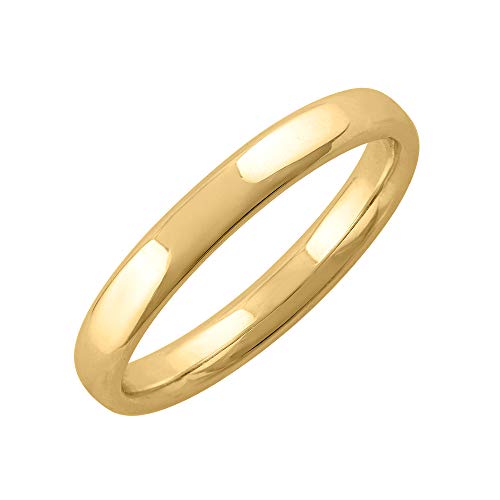 14K Yellow Gold 3mm Plain Wedding Band (Ring Size 8)
