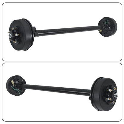 Thomletha 3500lbs Capacity Trailer Electric Brake Axle 5 Lug-4.5 inch Trailer Axle 61 inch Hub Face 46 inch Spring Center