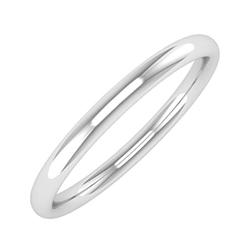 14K White Gold 2mm Plain Wedding Band (Ring Size 8.25)