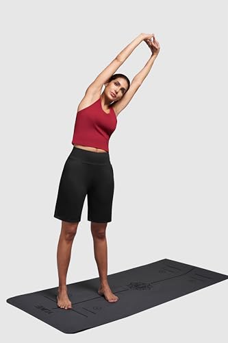 Alaroo Bermuda Athletic Workout Running Long Shorts for Women High Waisted Biker Yoga Hiking Outdoors Gym Track Sports Recreation Clothes Black L