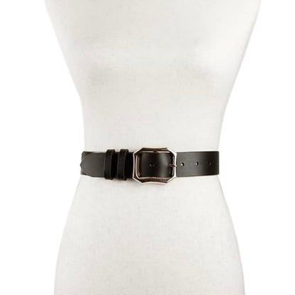 Lucky Brand High Shine Buckle Belt - Black - XL