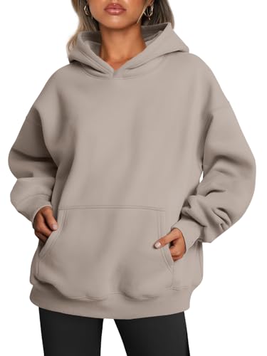 Trendy Queen Womens Oversized Hoodies Fleece Sweatshirts Fall Fashion Pullover Sweaters Winter Clothes CoffeeGrey XL