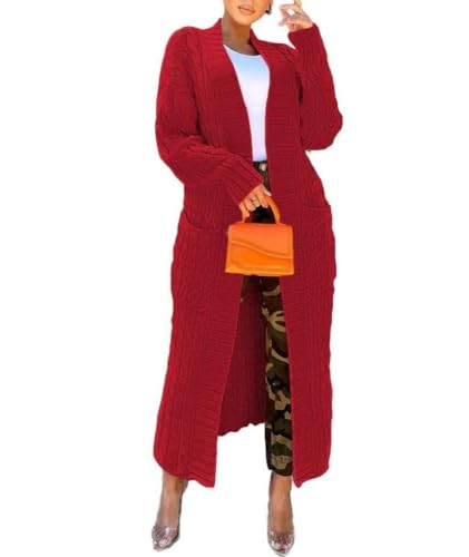 Nimsruc Cardigan Sweaters for Women Casual Big Red