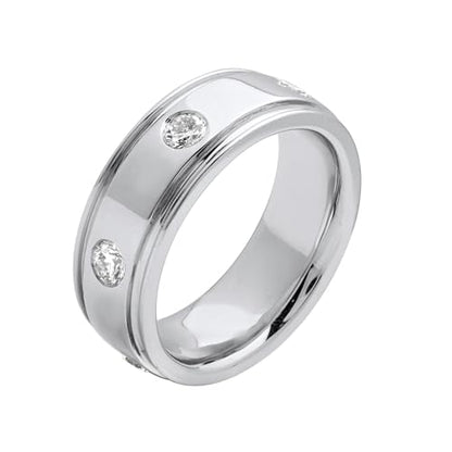 DEWBERRY IGI Certified FG Color VS Clarity 1.25 CT Round-Cut Lab Grown Diamond Ring for Men | 925 Silver 14K White Gold Plated Flush Set Engagement Wedding Band Ring- Ready To Gift Size 11
