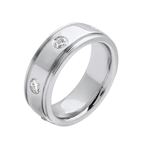 DEWBERRY IGI Certified FG Color VS Clarity 1.25 CT Round-Cut Lab Grown Diamond Ring for Men | 925 Silver 14K White Gold Plated Flush Set Engagement Wedding Band Ring- Ready To Gift Size 11
