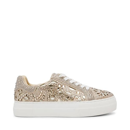 Betsey Johnson Women's Reily Sneaker, Light Gold, 5.5