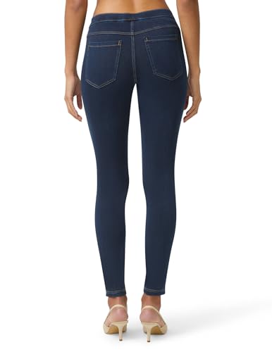 No nonsense Women's Classic Denim Leggings with Real Back Pockets, Elastic Waist, High Waisted - Stretchy & Trendy Jeans - Dark Denim - Medium