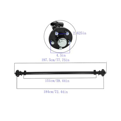 SEBLAFF 5 Lug-4.5 73 Hub Face 58 Spring Center 60 Wide Frame 3500Lbs Trailer Axle