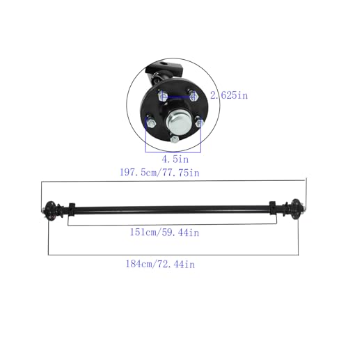 SEBLAFF 5 Lug-4.5 73 Hub Face 58 Spring Center 60 Wide Frame 3500Lbs Trailer Axle