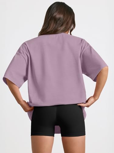 Trendy Queen Womens Oversized Summer T Shirts Plus Size Capsule Wardrobe Tops Short Sleeves Fashion Workout Clothes 2026 DarkPink 2XL