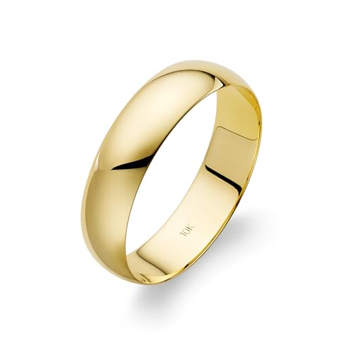 Oxford Ivy 10K Yellow Gold 5mm Low Domed Wedding Band, Classic Fit Size 10