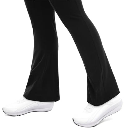 Leafigure Maternity Flare Leggings with Pockets Over The Belly Yoga Pants for Workout Soft Pregnancy Activewear Black XL