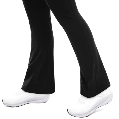 Leafigure Maternity Flare Leggings with Pockets Over The Belly Yoga Pants for Workout Soft Pregnancy Activewear Black XL