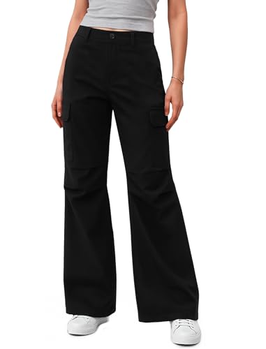 JEKAOYI Womens Cargo Pants with Pockets Quick Dry Bootcut Hiking Pants Baggy Lightweight Water-Resistant Black