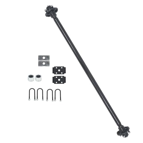 Thomletha Trailer Axle 2000 lbs Axle Beam 4 Lug Trailer Axle 56.5 inch Hub Face 46.5 inch Spring Center
