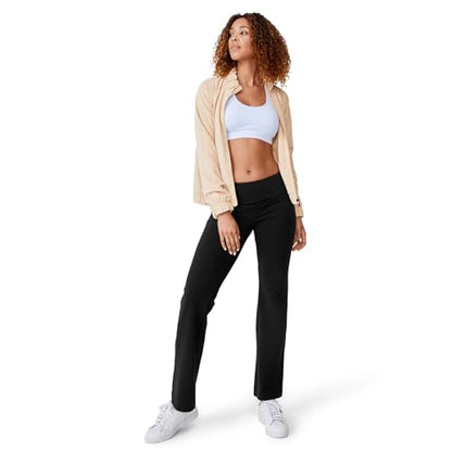 Jockey Women's Activewear Cotton Stretch Slim Bootleg Pant, Black, XL