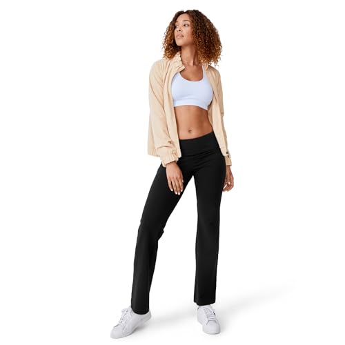 Jockey Women's Activewear Cotton Stretch Slim Bootleg Pant, Black, XL