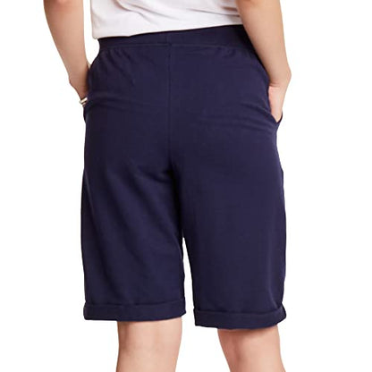 Hanes Womens French Terry Bermuda Athletic-shorts, Navy, X-Large US