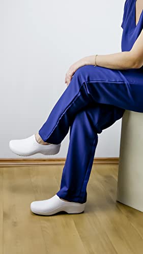 Sticky SSW-US-BCA-8 Nursing Shoes Women - Chefs - Kitchen - Nurses - Clogs for Work - Waterproof Non Slip (White, 8)