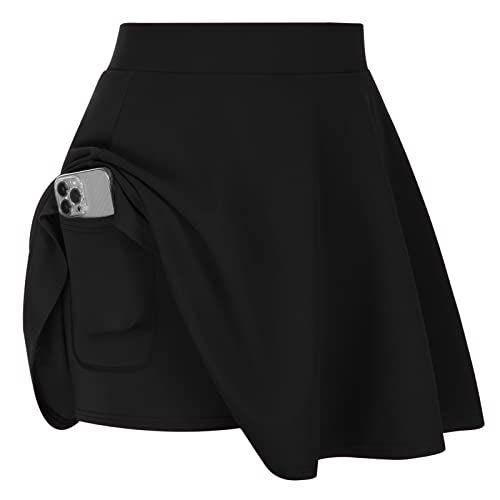 Hanna Nikole Plus Size Women's Skater Skirt High Waist Fashion Flared Versatile Black Short Skort with Pocket 5X