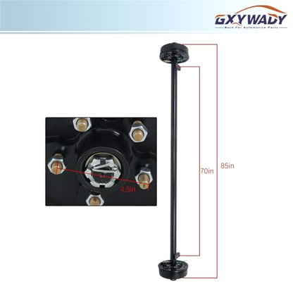 GXYWADY 5 Lug 4.5 Inch Trailer Axle 3500lbs Trailer Axle Electric Brake 85 Inch Hub Face 70 Inch Spring Center