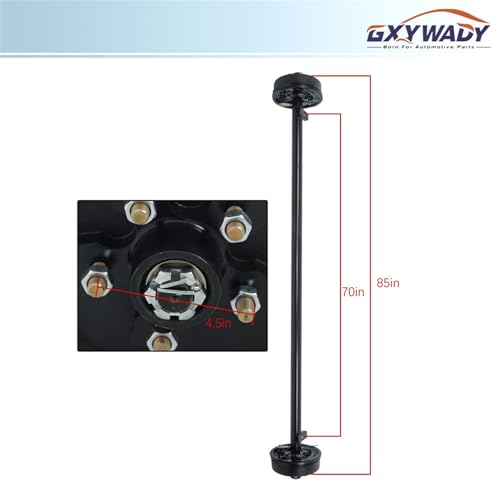 GXYWADY 5 Lug 4.5 Inch Trailer Axle 3500lbs Trailer Axle Electric Brake 85 Inch Hub Face 70 Inch Spring Center