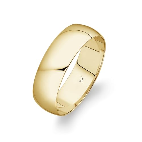 Oxford Ivy 10K Yellow Gold 6mm Low Domed Wedding Band, Classic Fit Size 10