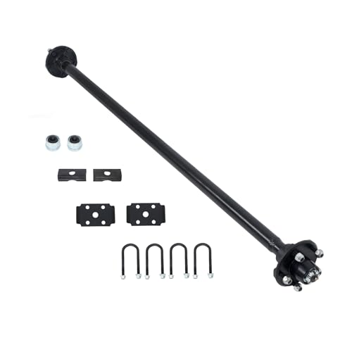 Thomletha Trailer Axle 2000 lbs Axle Beam 5 Lug Trailer Axle 61 inch Hub Face 46 inch Spring Center