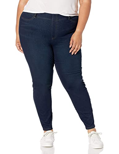 Amazon Essentials Women's Pull-On Mid Rise Stretchy Knit Jegging (Available in Plus Size), Dark Wash, X-Large