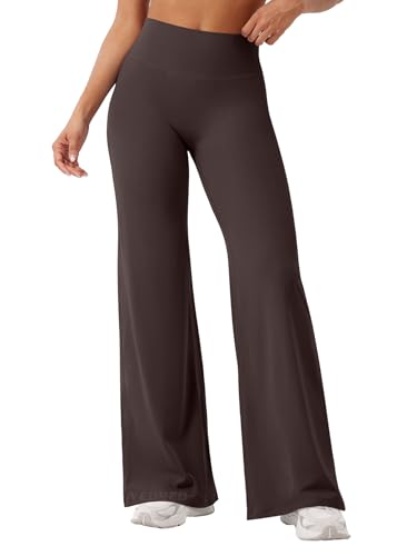 YEOREO Workout Leggings Womens No Front Seam Straight Leggings 31.5" High Waist Buttery Eddiy Gym Yoga Pants Dark Brown S