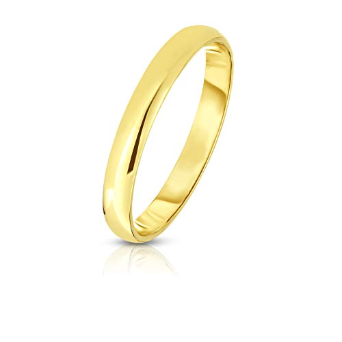 Floreo 10k Yellow Gold 3mm Solid Polished Comfort Fit Wedding Band Ring Size 10