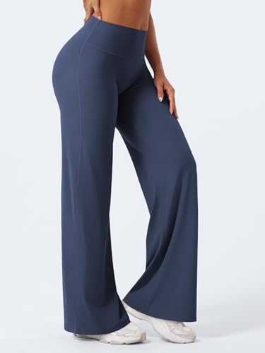 YEOREO Workout Leggings Womens No Front Seam Straight Leggings 31.5" High Waist Buttery Eddiy Gym Yoga Pants Navy Blue S