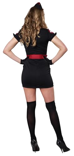 Women's Cardiac Arrest Nurse Costume - Black Minidress with Red Cross Details