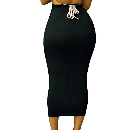 Lrady Women's High Waist Slim Bodycon Party Club Night Out Maxi Long Pencil Skirts Black XL