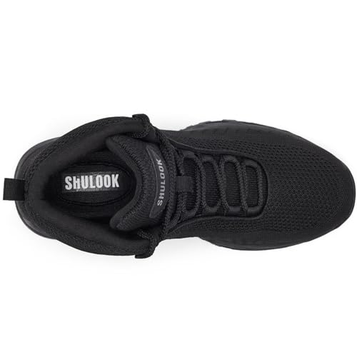 SHULOOK Non Slip Work Boots for Men Slip Resistant Lightweight Kitchen Chef Shoes for Restaurant Food Service Comfy Working Shoe Ankle Support Mesh Walking Footwear Black 11